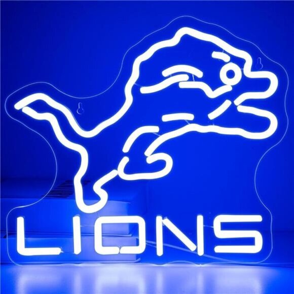 NFL Detroit Lions Team Logo Light Sports Signs Football LED Neon Bar Man Cave - Picture 1 of 6